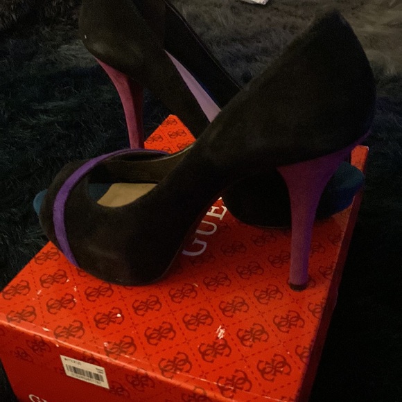 Guess black suede open toe high heel pumps 👠 size 7.5 - Picture 5 of 6